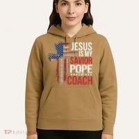 Jesus Is My Savior Pope Is My Coach Religious Quote Saying Hoodie thumb 5
