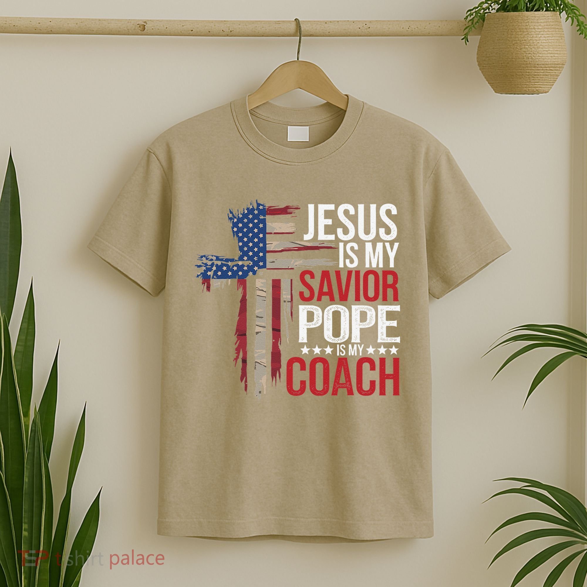 Jesus Is My Savior Pope Is My Coach Religious Quote Saying T-Shirt