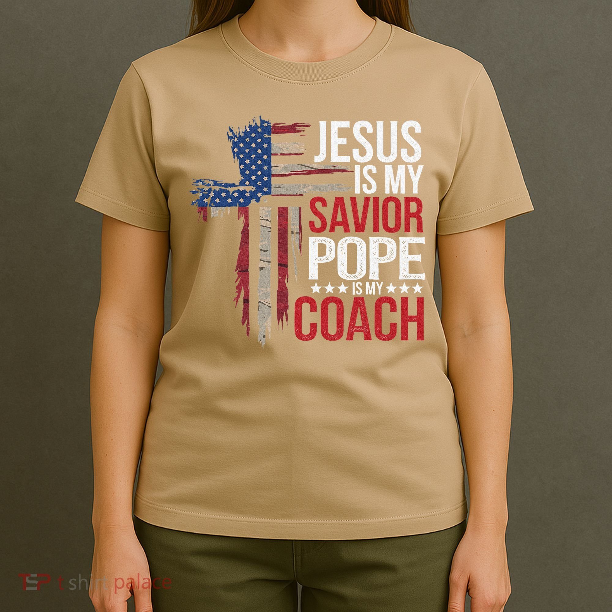 Jesus Is My Savior Pope Is My Coach Religious Quote Saying T-Shirt
