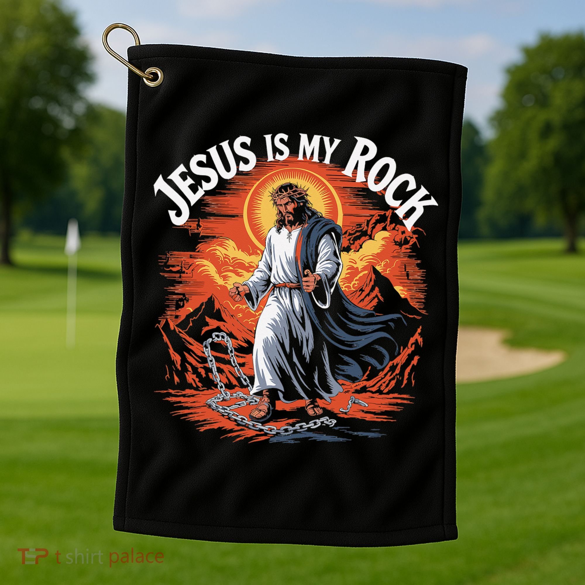 Jesus Is My Rock Biblical Christian Religious Biblical Golf Towel