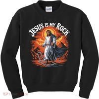 Jesus Is My Rock Biblical Christian Religious Biblical Kids Sweatshirt thumb 0