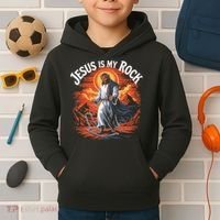 Jesus Is My Rock Biblical Christian Religious Biblical Kids Hoodie thumb 2