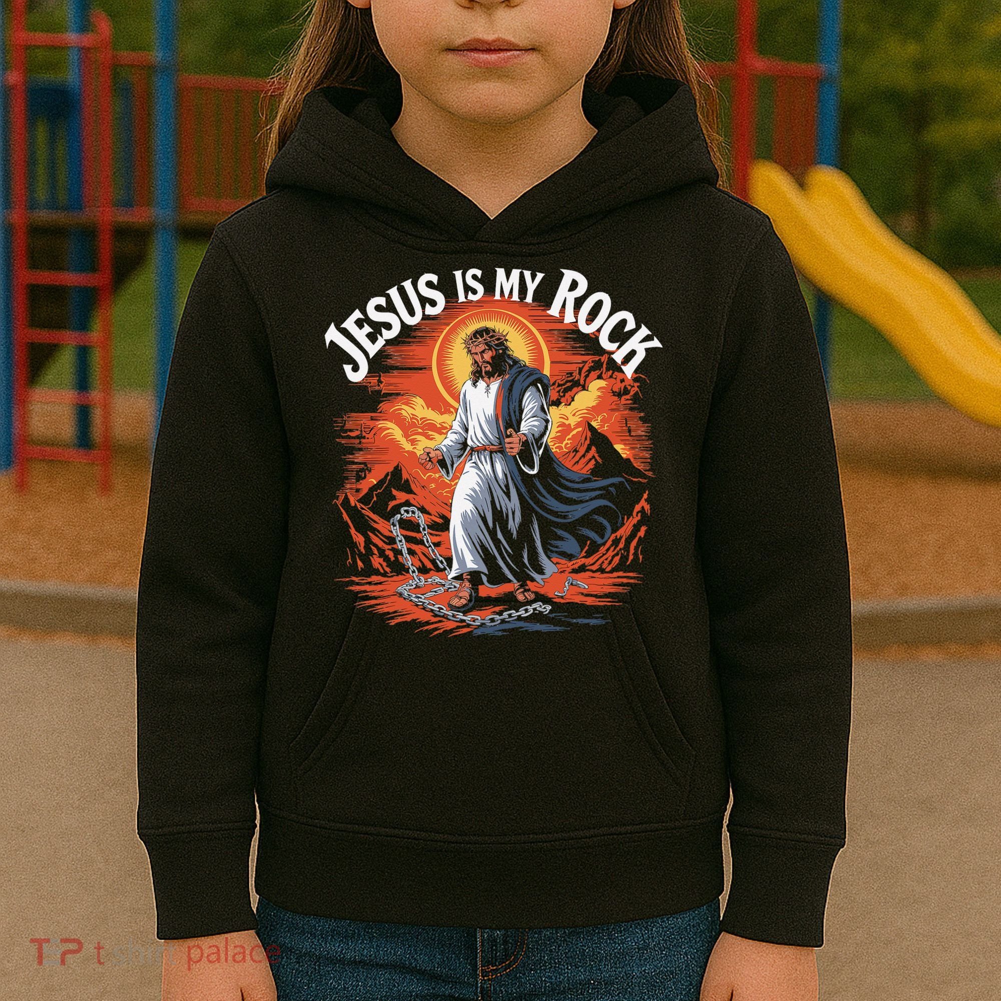Jesus Is My Rock Biblical Christian Religious Biblical Kids Hoodie