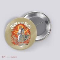 Jesus Is My Rock Biblical Christian Religious Biblical Button thumb 0