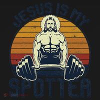 Jesus Is My Spotter Funny Christian Weightlifting Gym Gift Baby Bodysuit thumb 2