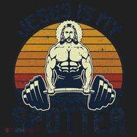 Jesus Is My Spotter Funny Christian Weightlifting Gym Gift Golf Towel thumb 3