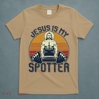 Jesus Is My Spotter Funny Christian Weightlifting Gym Gift T-Shirt thumb 5