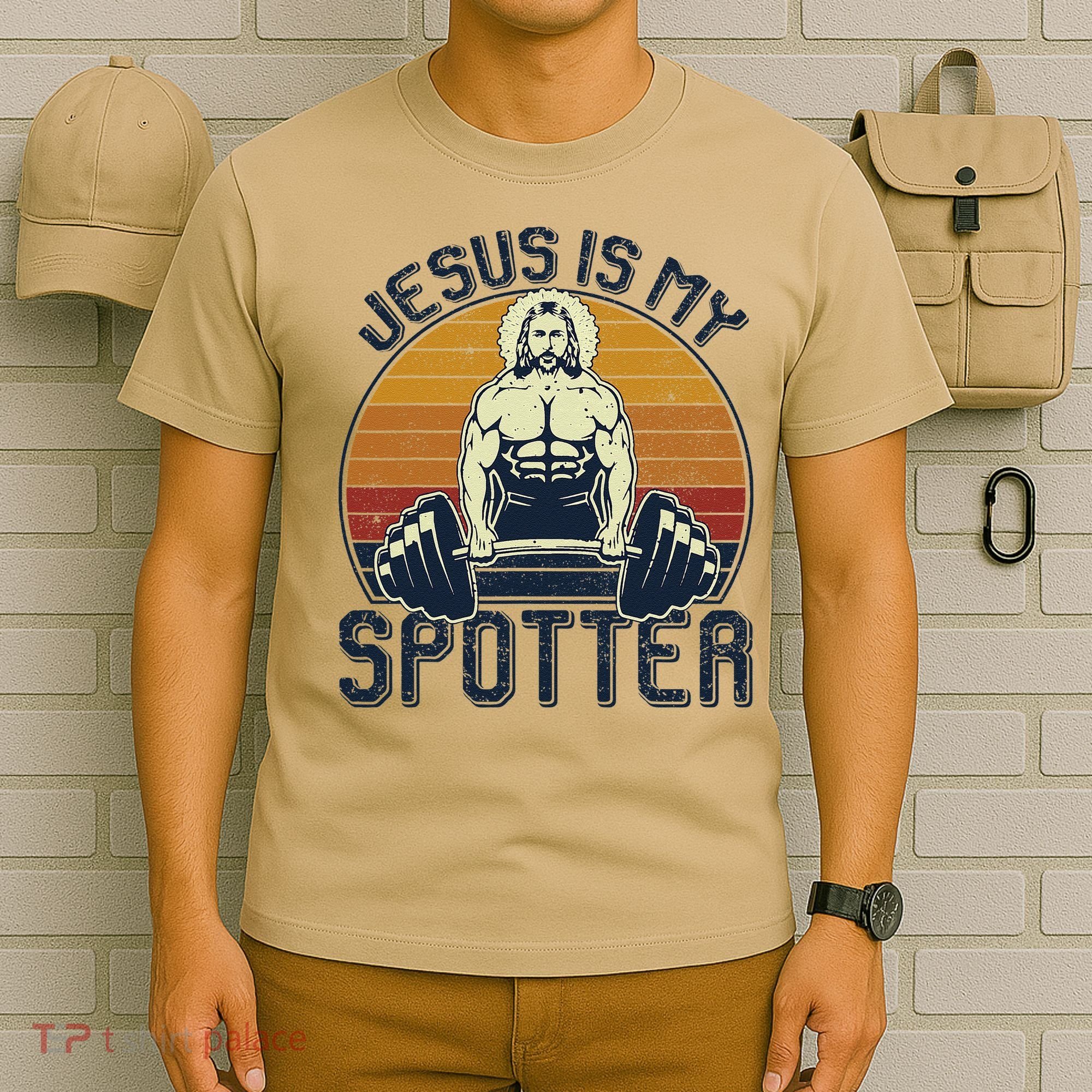 Jesus Is My Spotter Funny Christian Weightlifting Gym Gift T-Shirt