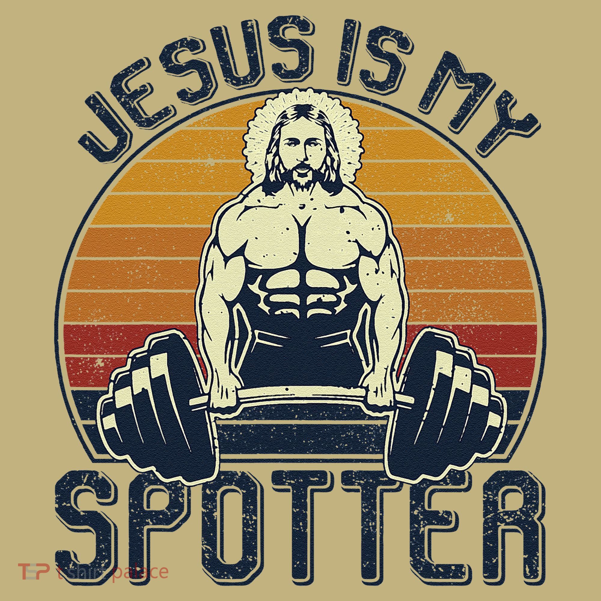 Jesus Is My Spotter Funny Christian Weightlifting Gym Gift Button