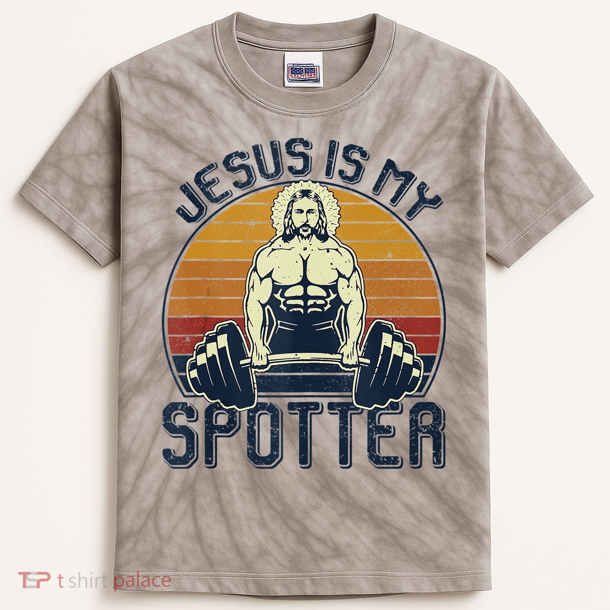 Jesus Is My Spotter Funny Christian Weightlifting Gym Kids Tie-Dye T-Shirt
