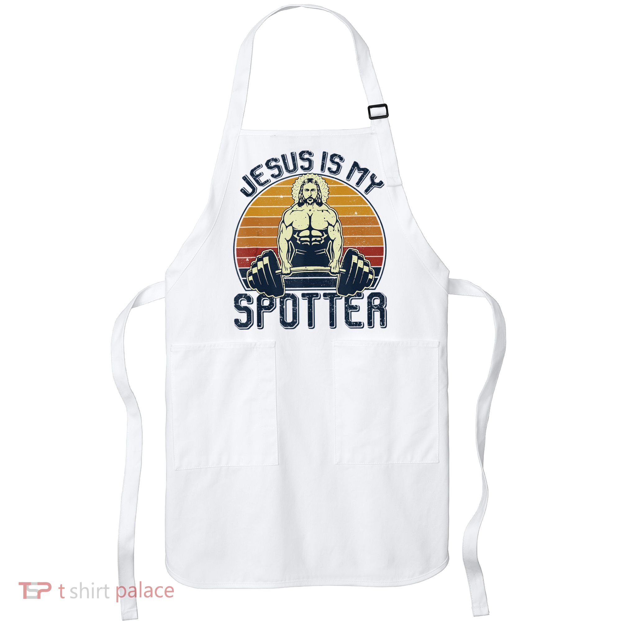 Jesus Is My Spotter Funny Christian Weightlifting Gym Apron
