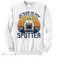 Jesus Is My Spotter Funny Christian Weightlifting Gym Sweatshirt thumb 0