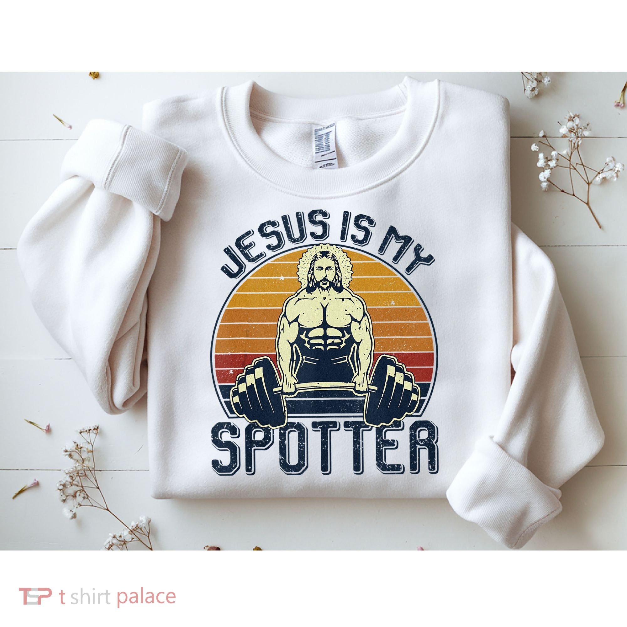 Jesus Is My Spotter Funny Christian Weightlifting Gym Sweatshirt