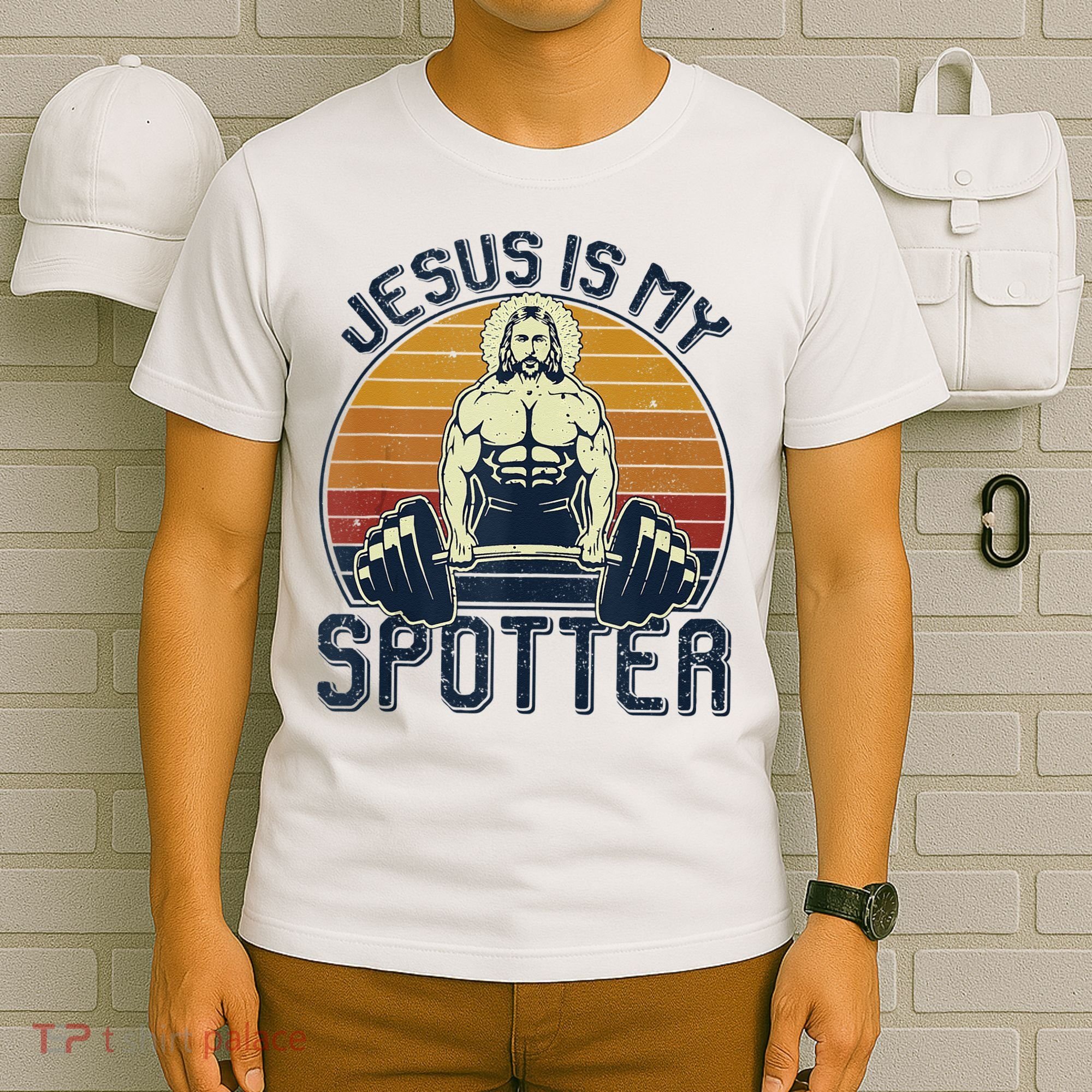 Jesus Is My Spotter Funny Christian Weightlifting Gym T-Shirt