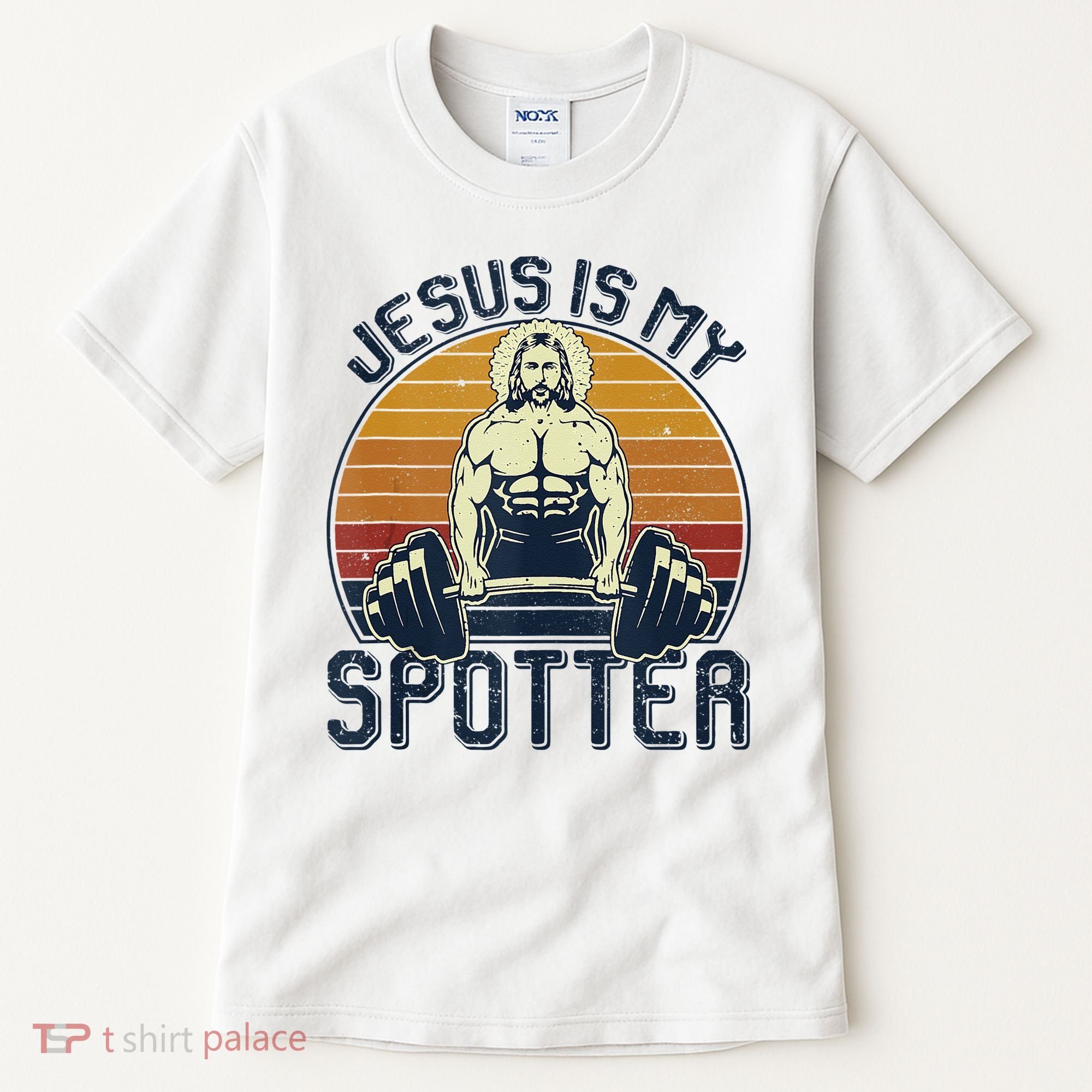 Jesus Is My Spotter Funny Christian Weightlifting Gym Tall T-Shirt