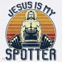 Jesus Is My Spotter Funny Christian Weightlifting Gym Tall T-Shirt thumb 4