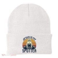 Jesus Is My Spotter Funny Christian Weightlifting Gym Beanie thumb 0