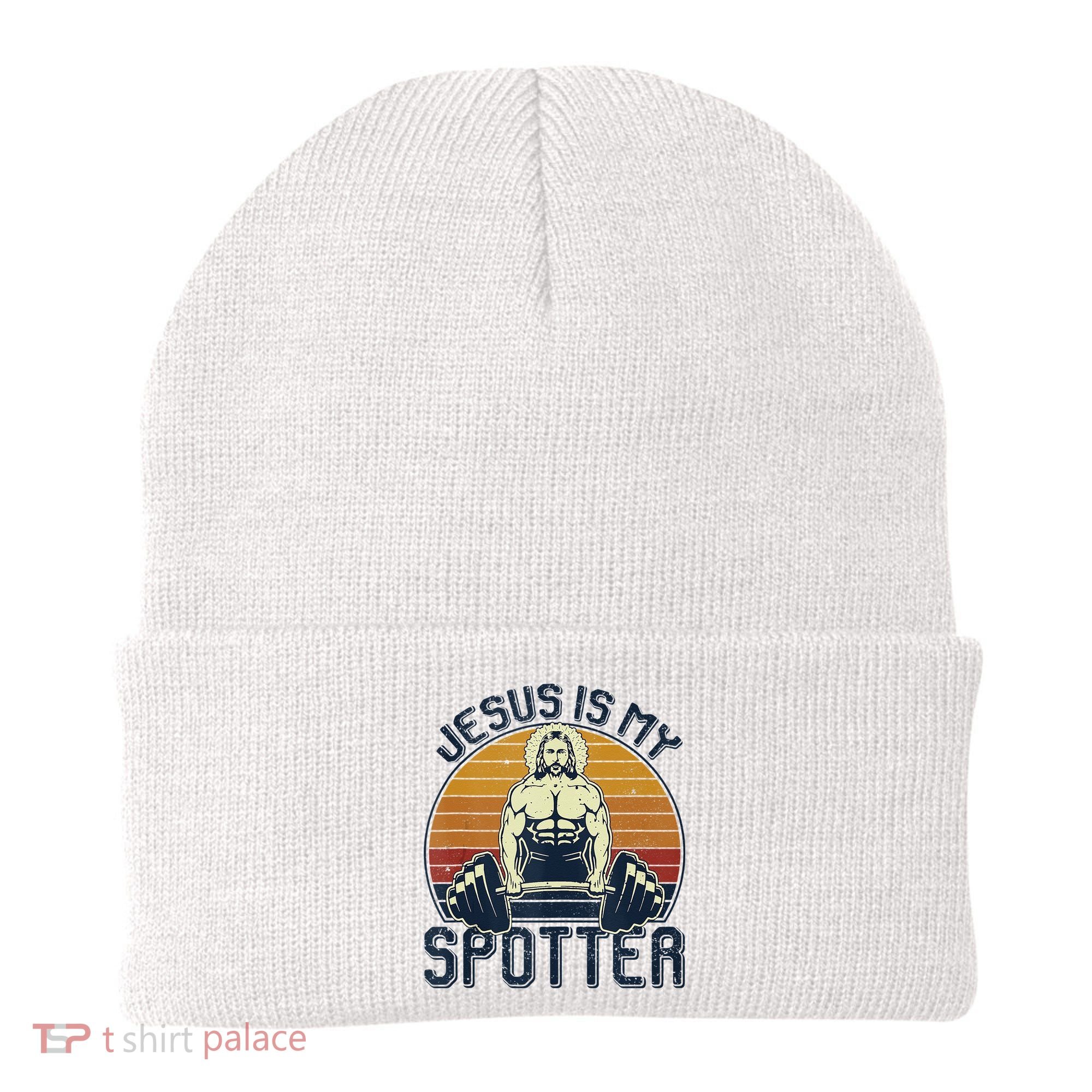 Jesus Is My Spotter Funny Christian Weightlifting Gym Beanie