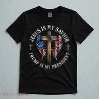 Jesus Is My Savior Trump Is My President 2024 Usa Flag Cross T-Shirt thumb 5