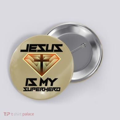Jesus Is My Superhero Cute Powerful Christian Gift Button