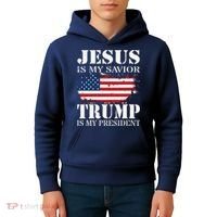Jesus Is My Savior Trump Is My President Kids Hoodie thumb 4