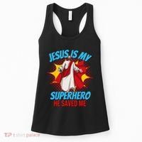 Jesus Is My Superhero Christian Faith God Savior Religious Women's Tank Top thumb 0