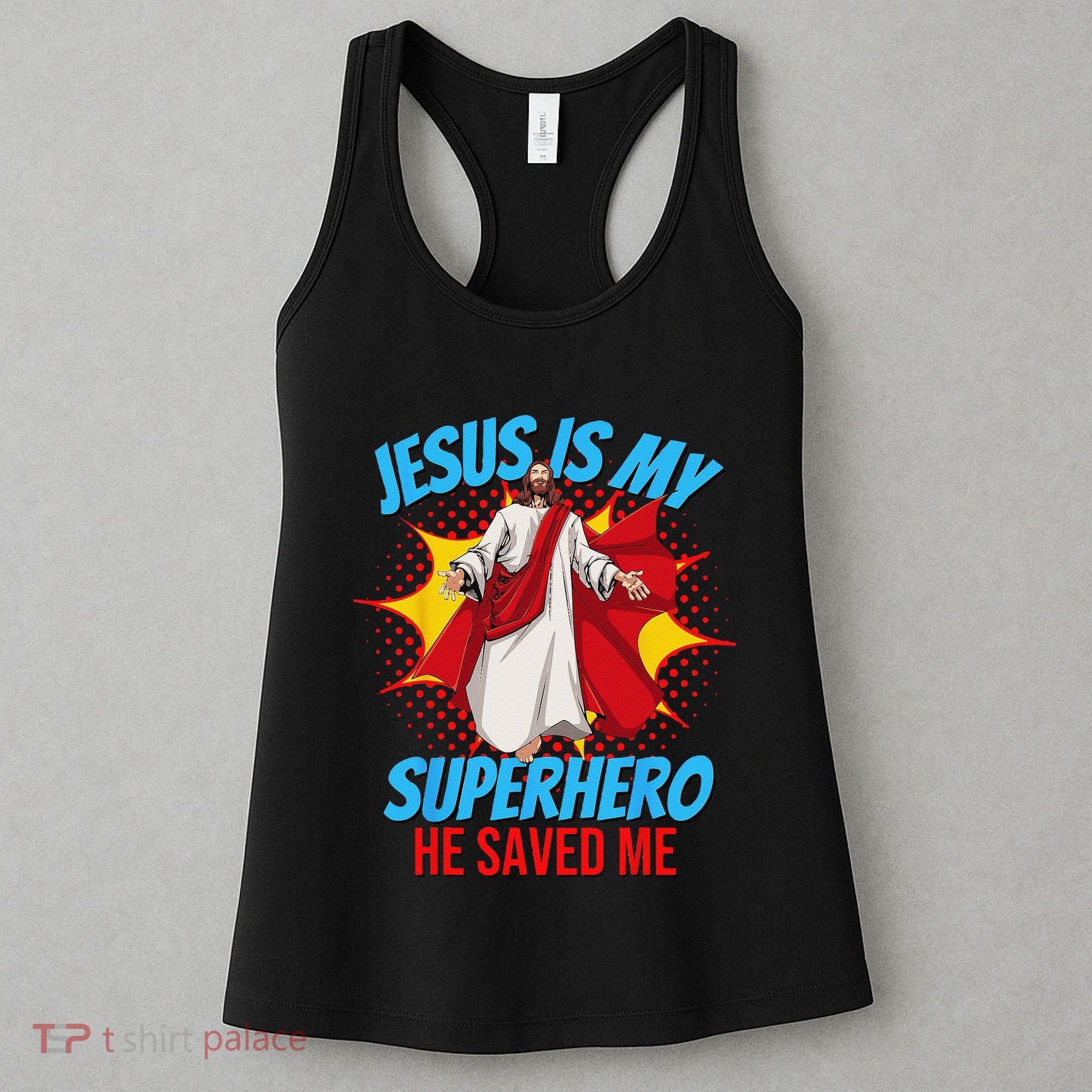 Jesus Is My Superhero Christian Faith God Savior Religious Women's Tank Top