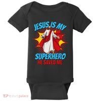 Jesus Is My Superhero Christian Faith God Savior Religious Baby Bodysuit thumb 0