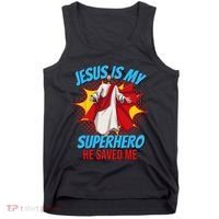 Jesus Is My Superhero Christian Faith God Savior Religious Tank Top thumb 0