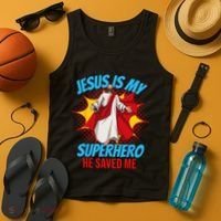Jesus Is My Superhero Christian Faith God Savior Religious Tank Top thumb 4