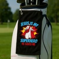 Jesus Is My Superhero Christian Faith God Savior Religious Golf Towel thumb 2