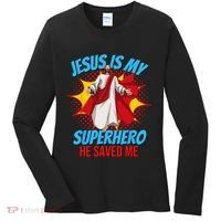 Jesus Is My Superhero Christian Faith God Savior Religious Women's Long Sleeve Shirt thumb 0