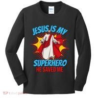 Jesus Is My Superhero Christian Faith God Savior Religious Kids Long Sleeve Shirt thumb 0