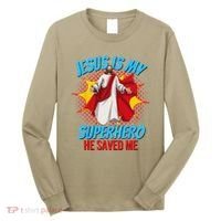 Jesus Is My Superhero Christian Faith God Savior Religious Long Sleeve Shirt thumb 0