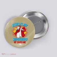 Jesus Is My Superhero Christian Faith God Savior Religious Button thumb 0