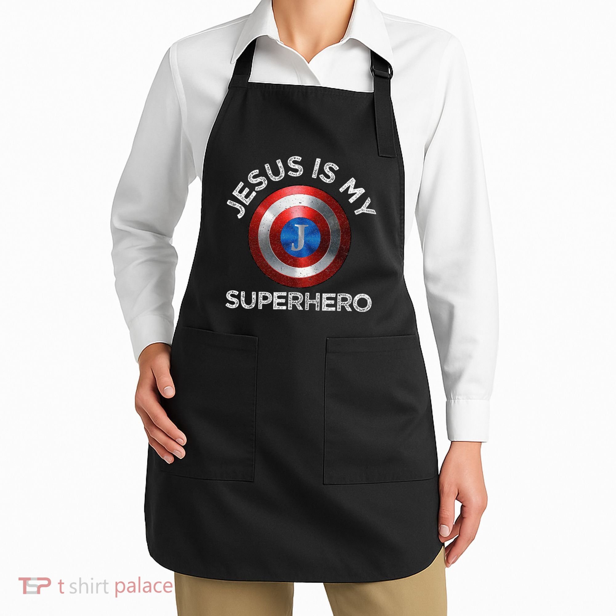 Jesus Is My Superhero Cute Powerful Christian Gift American Apron