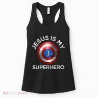 Jesus Is My Superhero Cute Powerful Christian Gift American Women's Tank Top thumb 0