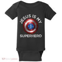 Jesus Is My Superhero Cute Powerful Christian Gift American Baby Bodysuit thumb 0
