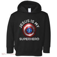 Jesus Is My Superhero Cute Powerful Christian Gift American Toddler Hoodie thumb 0