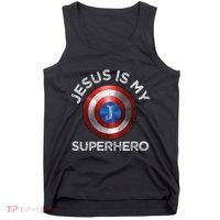 Jesus Is My Superhero Cute Powerful Christian Gift American Tank Top thumb 0