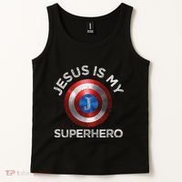 Jesus Is My Superhero Cute Powerful Christian Gift American Tank Top thumb 2