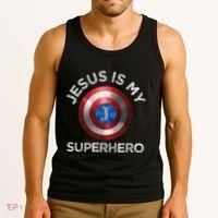 Jesus Is My Superhero Cute Powerful Christian Gift American Tank Top thumb 3