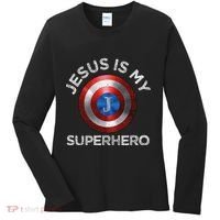 Jesus Is My Superhero Cute Powerful Christian Gift American Women's Long Sleeve Shirt thumb 0