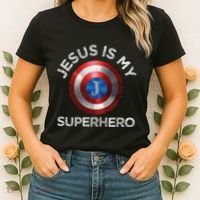Jesus Is My Superhero Cute Powerful Christian Gift American Women's T-Shirt thumb 2