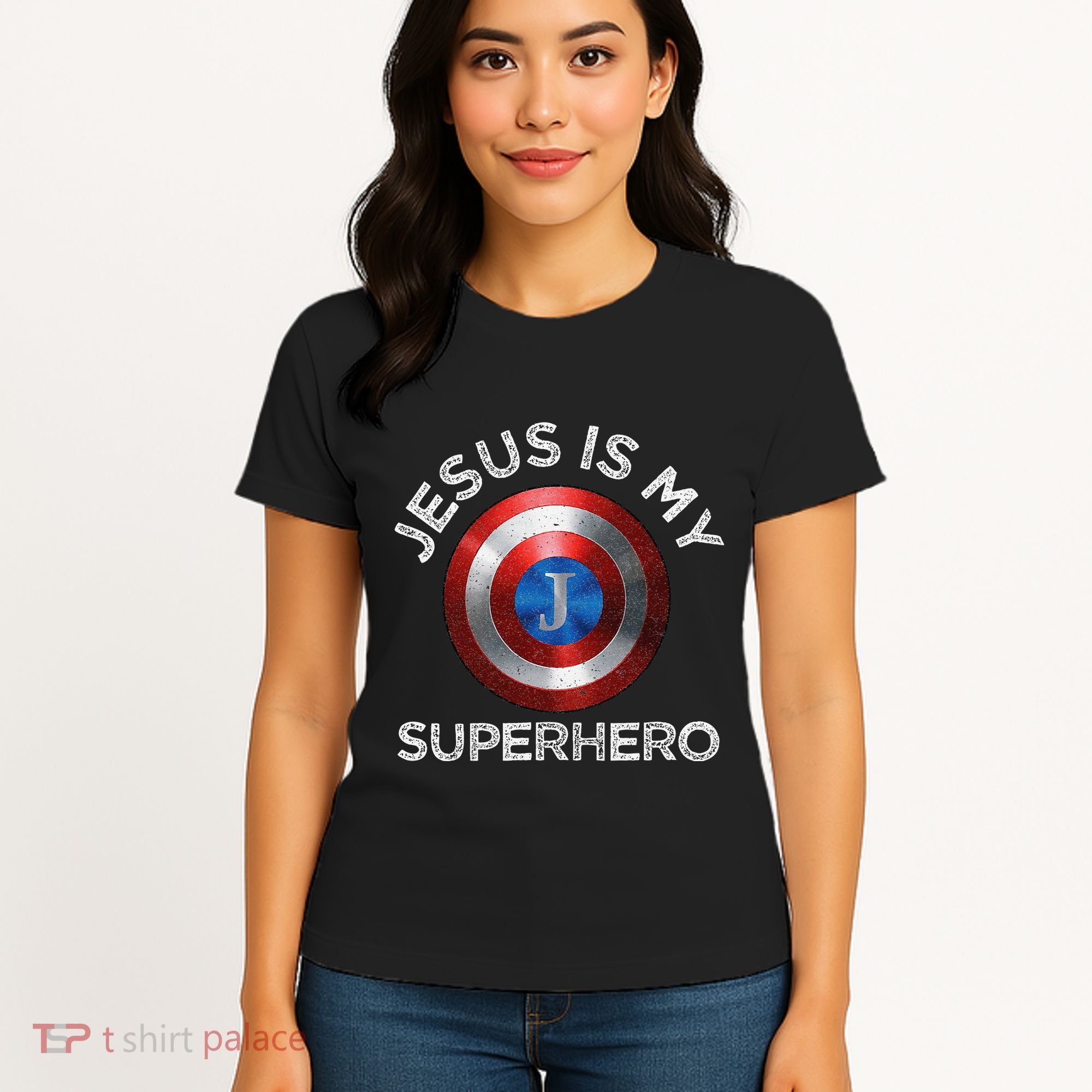 Jesus Is My Superhero Cute Powerful Christian Gift American Women's T-Shirt