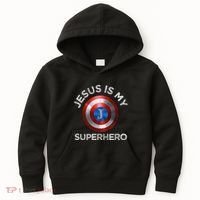 Jesus Is My Superhero Cute Powerful Christian Gift American Kids Hoodie thumb 0