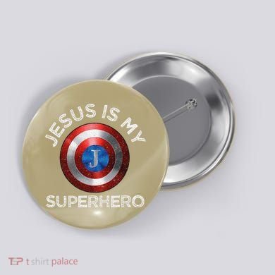 Jesus Is My Superhero Cute Powerful Christian Gift American Button