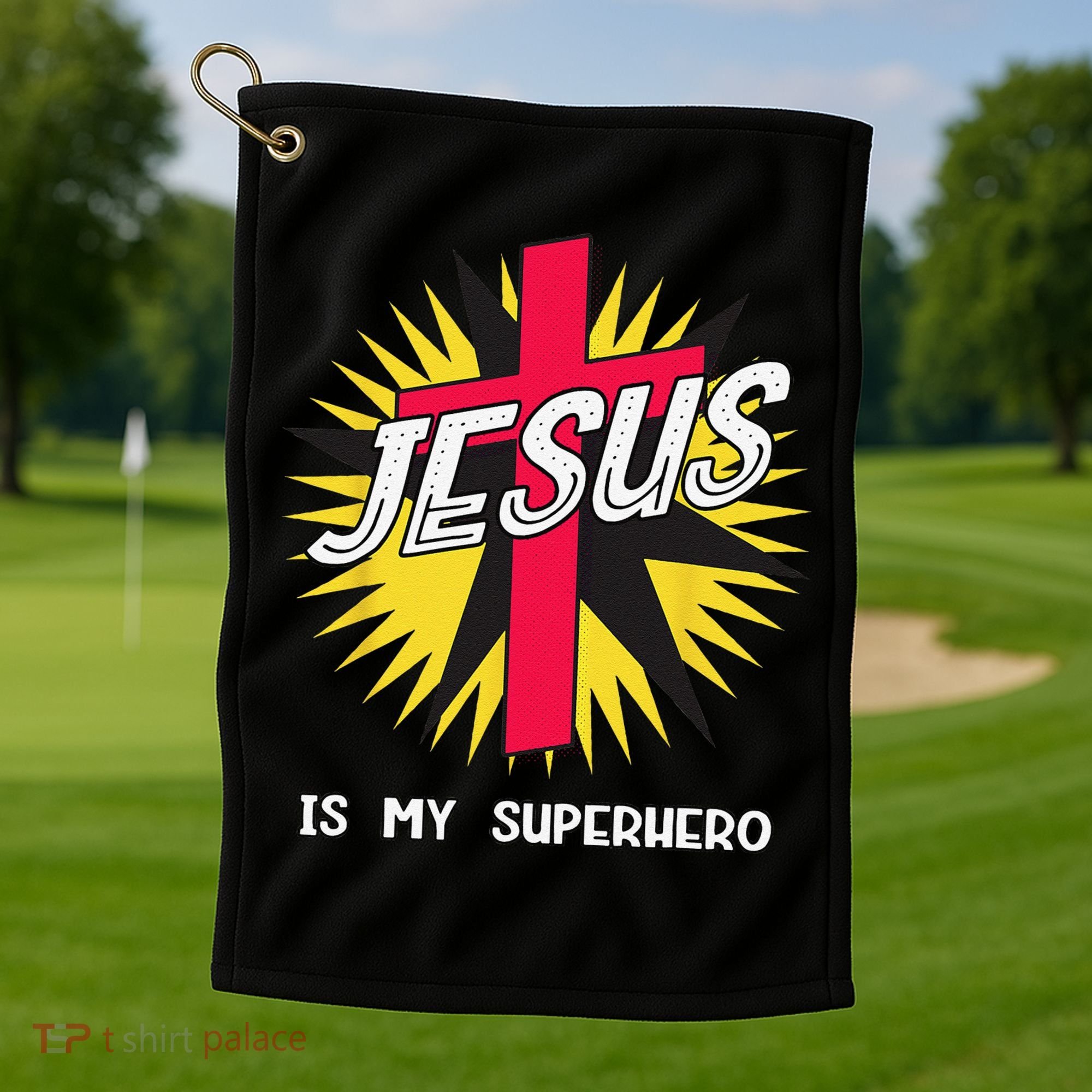 Jesus Is My Superhero Gift Golf Towel