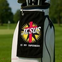 Jesus Is My Superhero Gift Golf Towel thumb 2