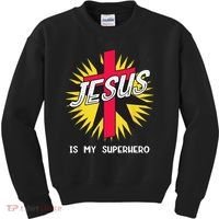 Jesus Is My Superhero Gift Kids Sweatshirt thumb 0